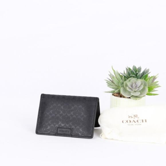 Coach Signature Canvas Men Black Wallet - Picture 2 of 5